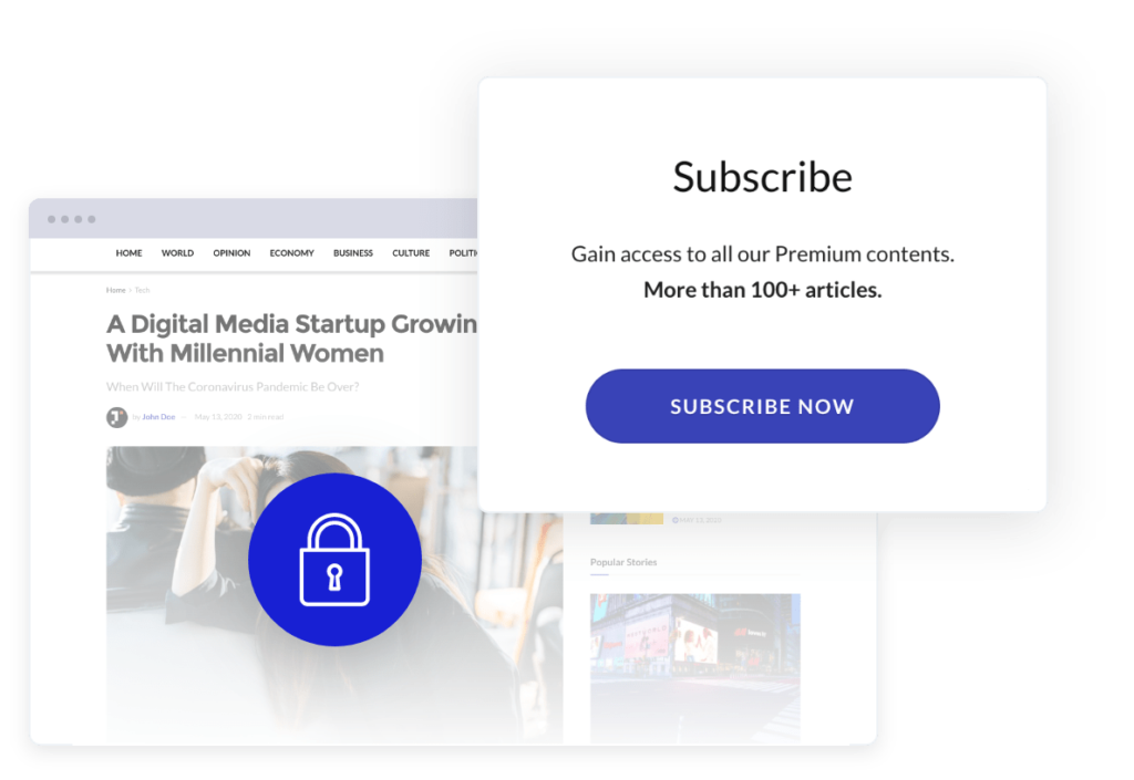 Content locker system showing premium content restriction with summary preview