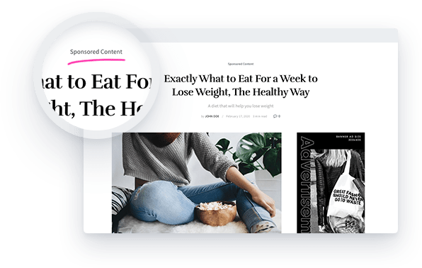 Sponsored post system showing advertiser content with clear labeling